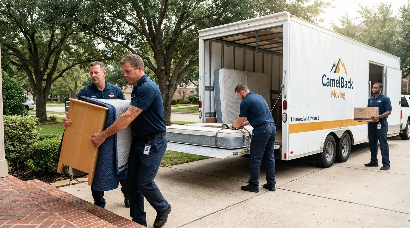 Crew loading residential truck for cross-state move from Provincetown, MA