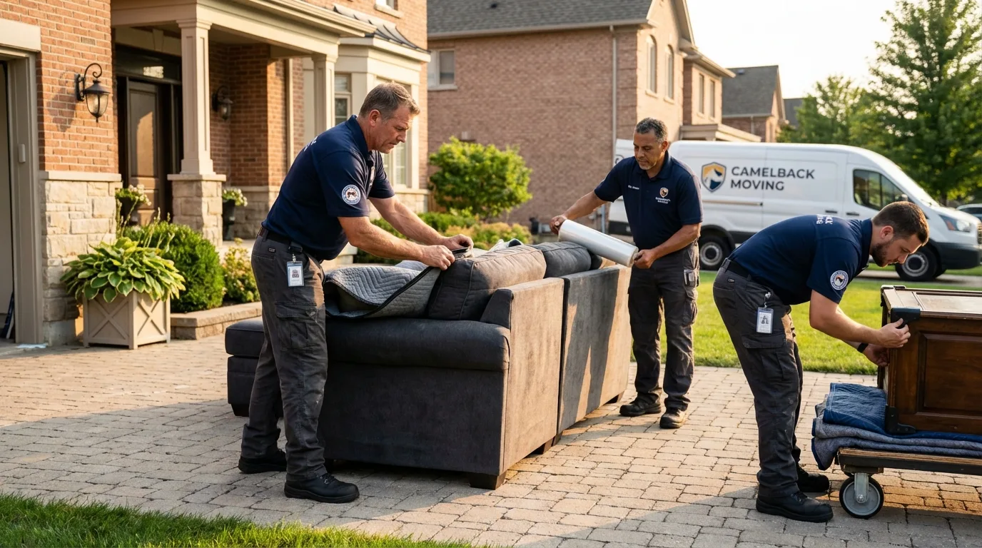 Large estate moving crew wrapping furniture in Provincetown, MA